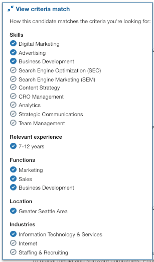 criteria match linkedin job application