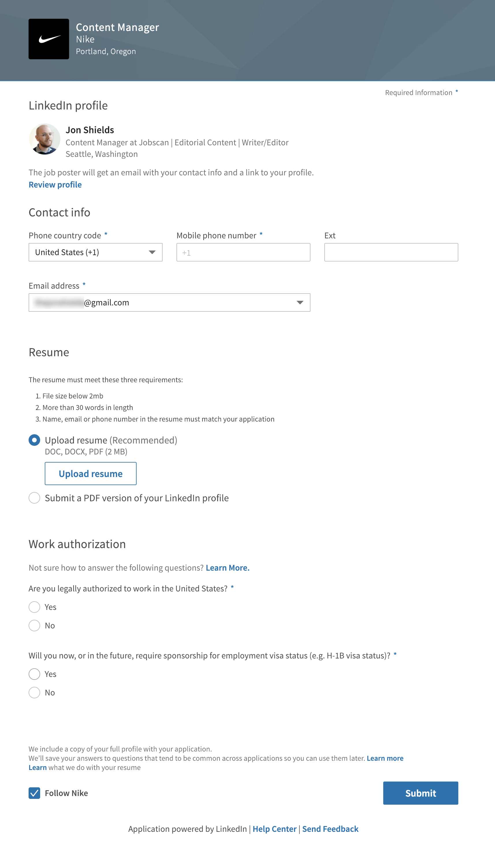 easy apply on linkedin