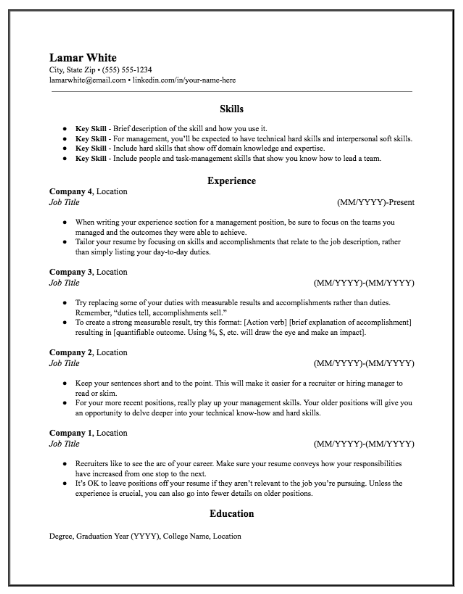 hybrid resume