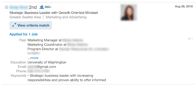 what an applicant looks like in linkedin