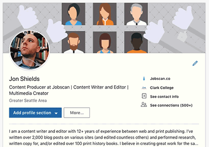 LinkedIn Optimization dropdown menu for pdf